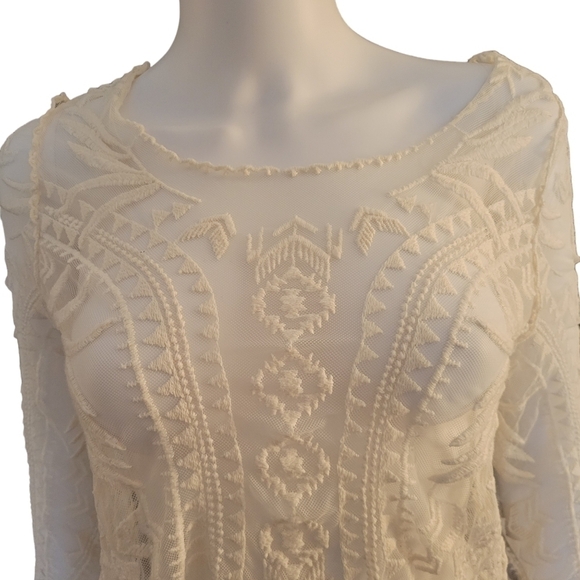 Xhilaration Lace Shirt Cream XS/TP - Picture 3 of 4